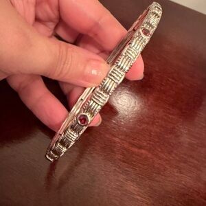 ariva fine jewelry rhodolite garnet infinity bangle bracelet 8 1/4 size